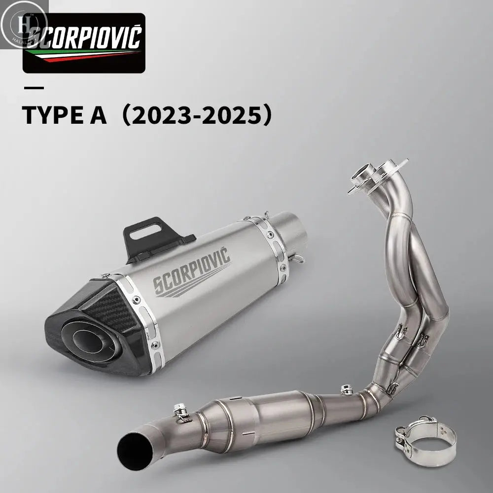 Carbon Fiber Moto Exhaust Escape Full System Muffler DB Killer Front mid Link Pipe for ER6N ER6F Versys 650 Z650 Ninja 650 HALALZEN