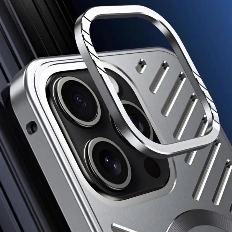 for IPhone 12 13 14 15 16 Pro Max Series MagSafe Case Luxury Metal Heat Dissipation Magnetic Phone Cases Aluminum Cooling Cover