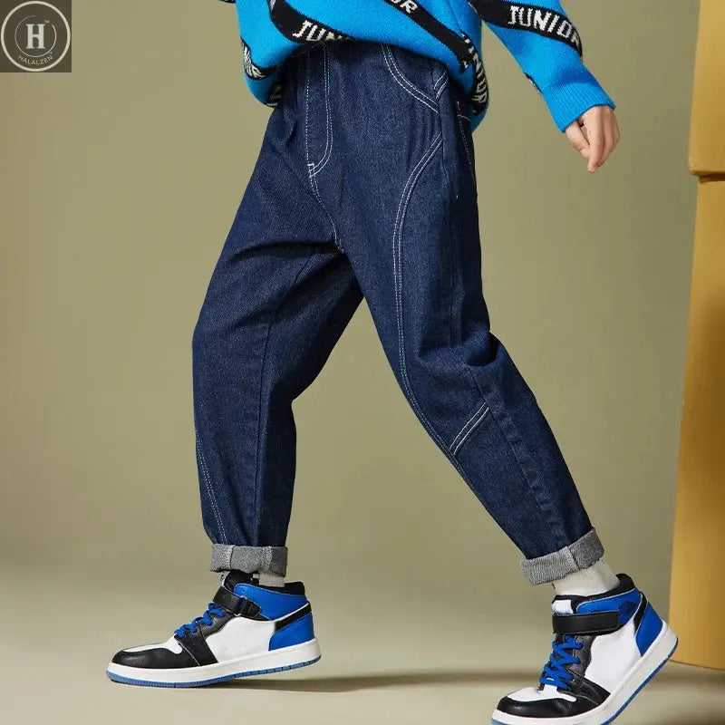 IENENS Kids Boys Jeans Baby Clothes Classic Pants Children Denim Clothing Infant Boy Casual Bowboy Bottoms Trousers  4-11 Years HALALZEN