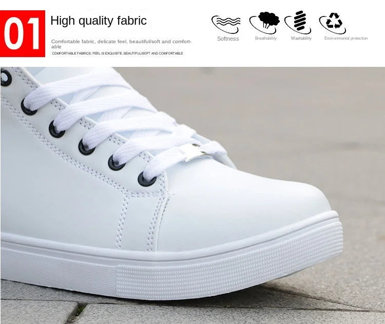 White Sneakers Man Vulcanized Sneakers Male Comfortable High Top Shoes Men Autumn Spring 2024 Fashion Mens Shoes Vulcanize Shoes