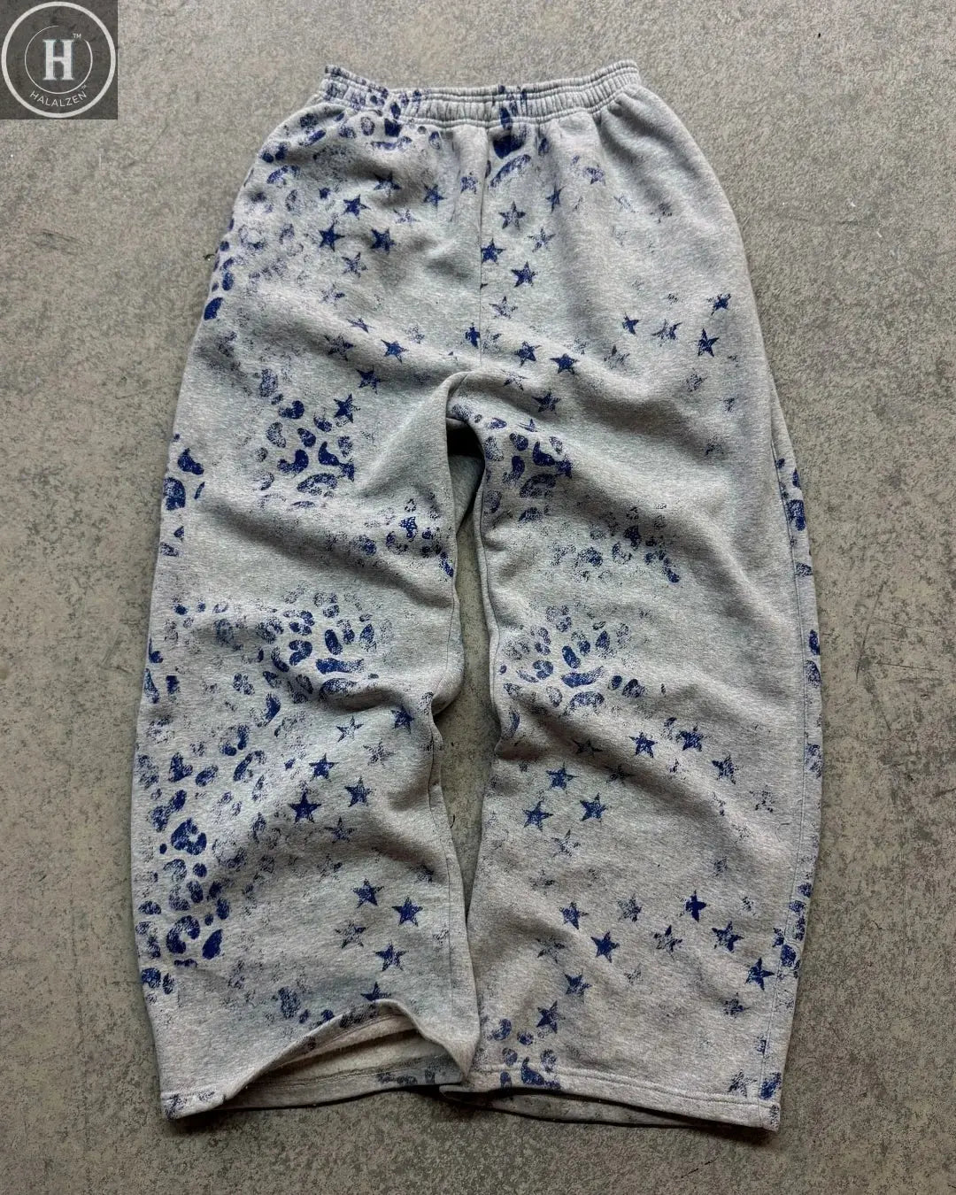 Exclusive design Dark leopard print star set Retro aging craftsmanship Trendy sweatshirt trousers suit HALALZEN