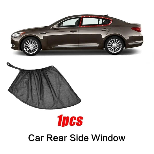 2pcs Car Rear Side Window Sunshade UV Protect Shield Mesh Prevent Mosquito Sunshine Privacy Protection Foldable Curtain