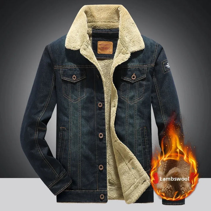 Men Windbreaker Fleece Thick Warm Winter Denim Jackets Mens Jackets Outwear Jeans Coat Male Multi-pockets Cowboy Clothing ZL513
