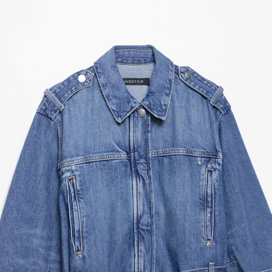 KIDCRKJ Elegant Women Spring Denim Jacket Lace Up Lapel Collar Full Sleeve Jean Outwear For Lady Stylish Desinged Female Coat