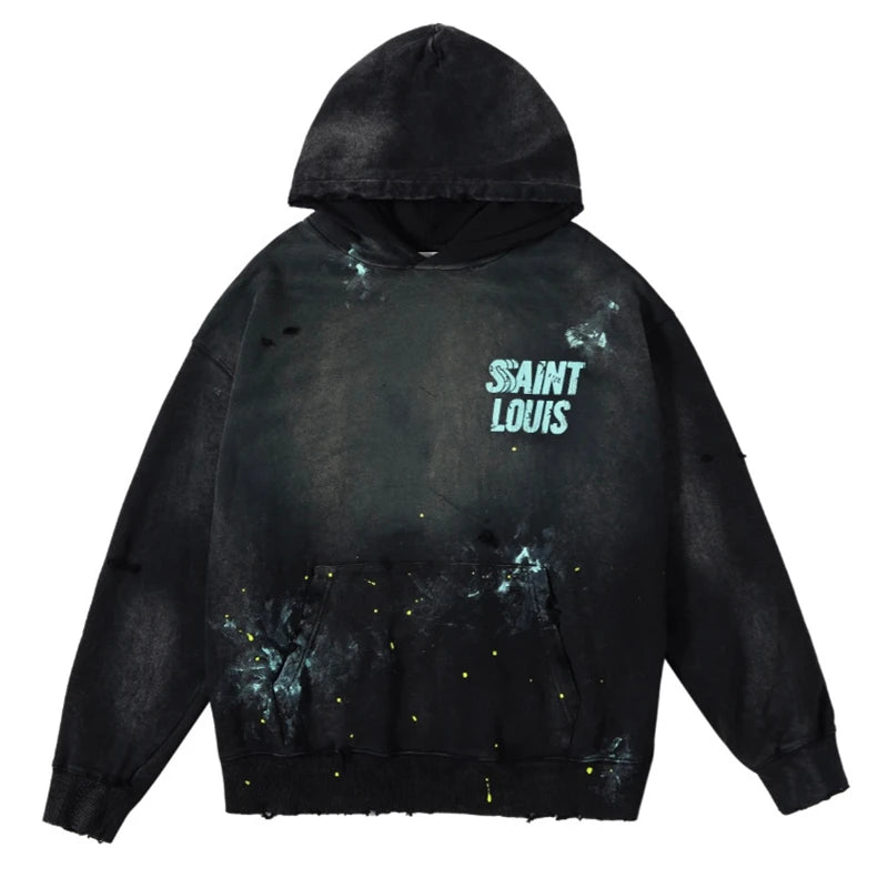 Washed Saint Jesus Hoodie Sweatshirt Men Women 1:1 Best Quality Oversize Vintage Pullovers Crewneck