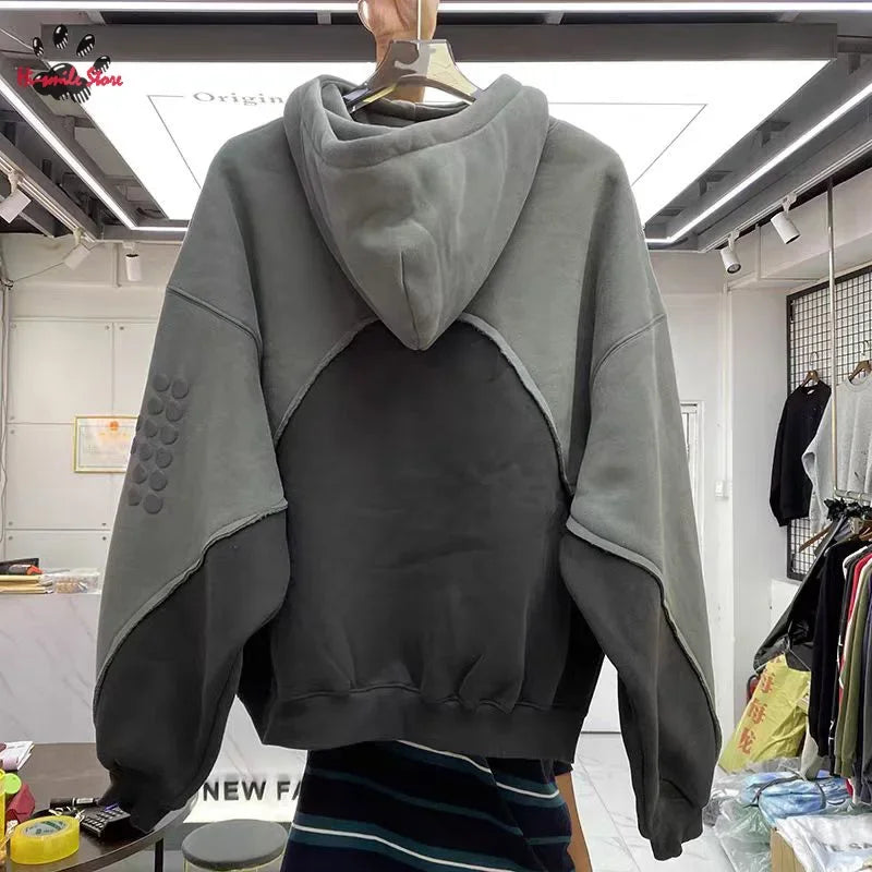 Foam Logo SAINT Oversize Plush Hoodies Men Woman Hooded Pullovers Sweatshirts Best Quality Autumn Winter Splice Streetwear