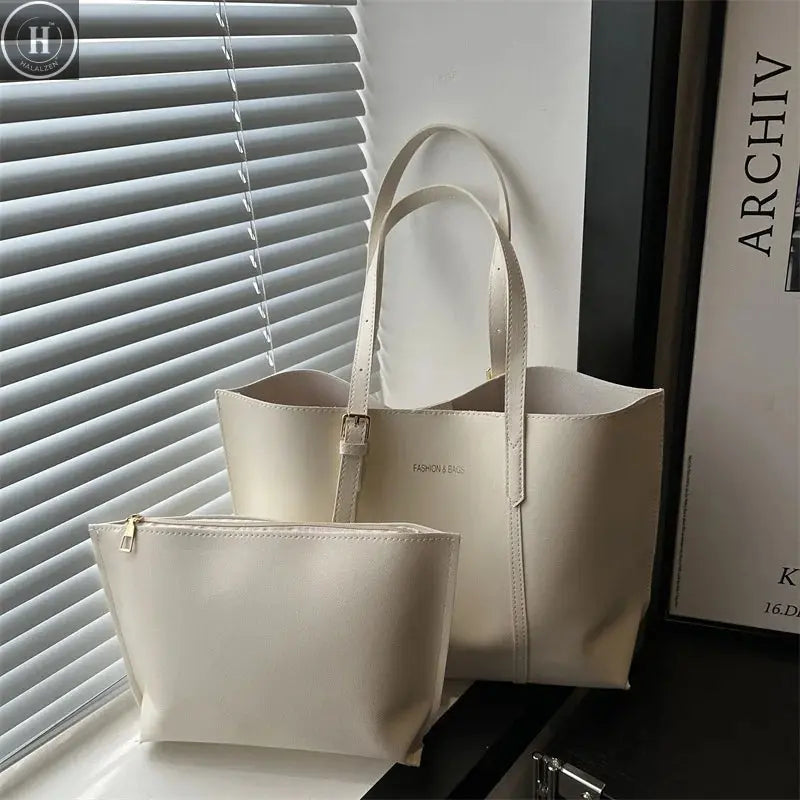 Women's Bag Large Capacity Soft Leather Tote Bags Casual Versatile Single Shoulder Handbag Mommy Handbags 2025 Autumn and Winter HALALZEN