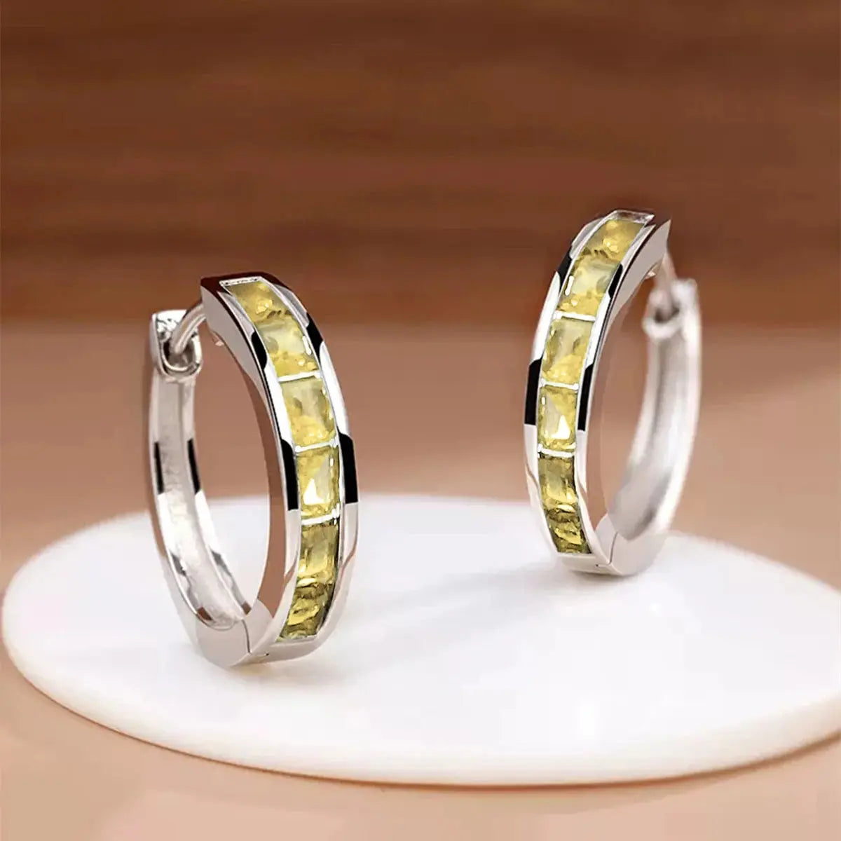 Huitan Classic Design Women Hoop Earrings Full with Princess Square CZ HALALZEN