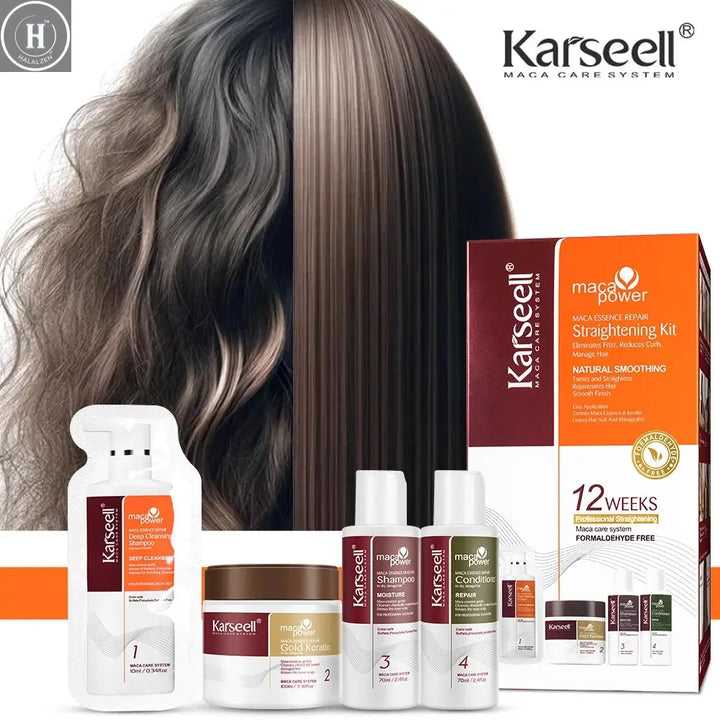 Karseell Gold Keratin Hair Mask Fast Repair Damaged Hair Straightening Kit Soft Smooth Shiny Straightening Hair Care Proctuct HALALZEN
