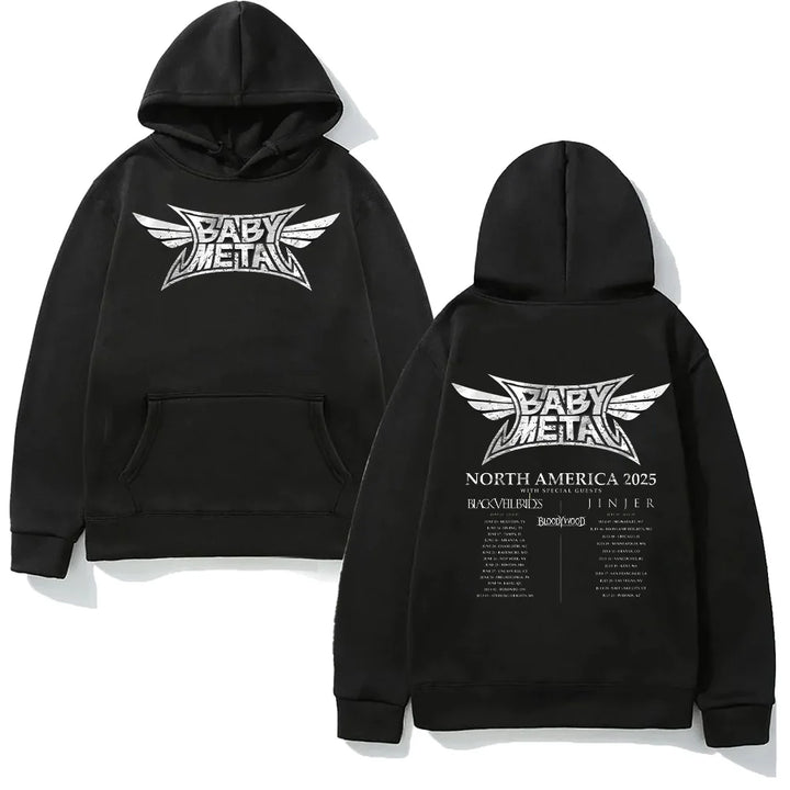Babymetal Rock Band Hoodies Babymetal North America Tour 2025 Sweatshirt Men's Women Casual Harajuku Clothing Fashion Cotton Tee