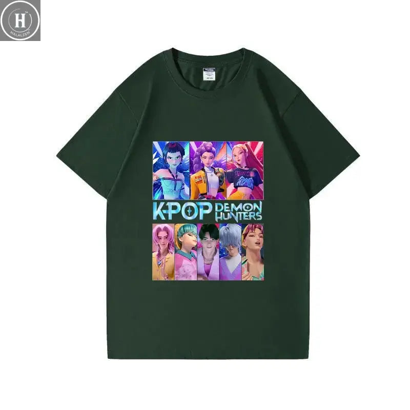 Kpop Demon Hunters HUNTRIX Saja Boys T Shirts Girls O-Neck Casual Women Summer Shirts Cotton T-shirt High Quality Clothing Tops HALALZEN