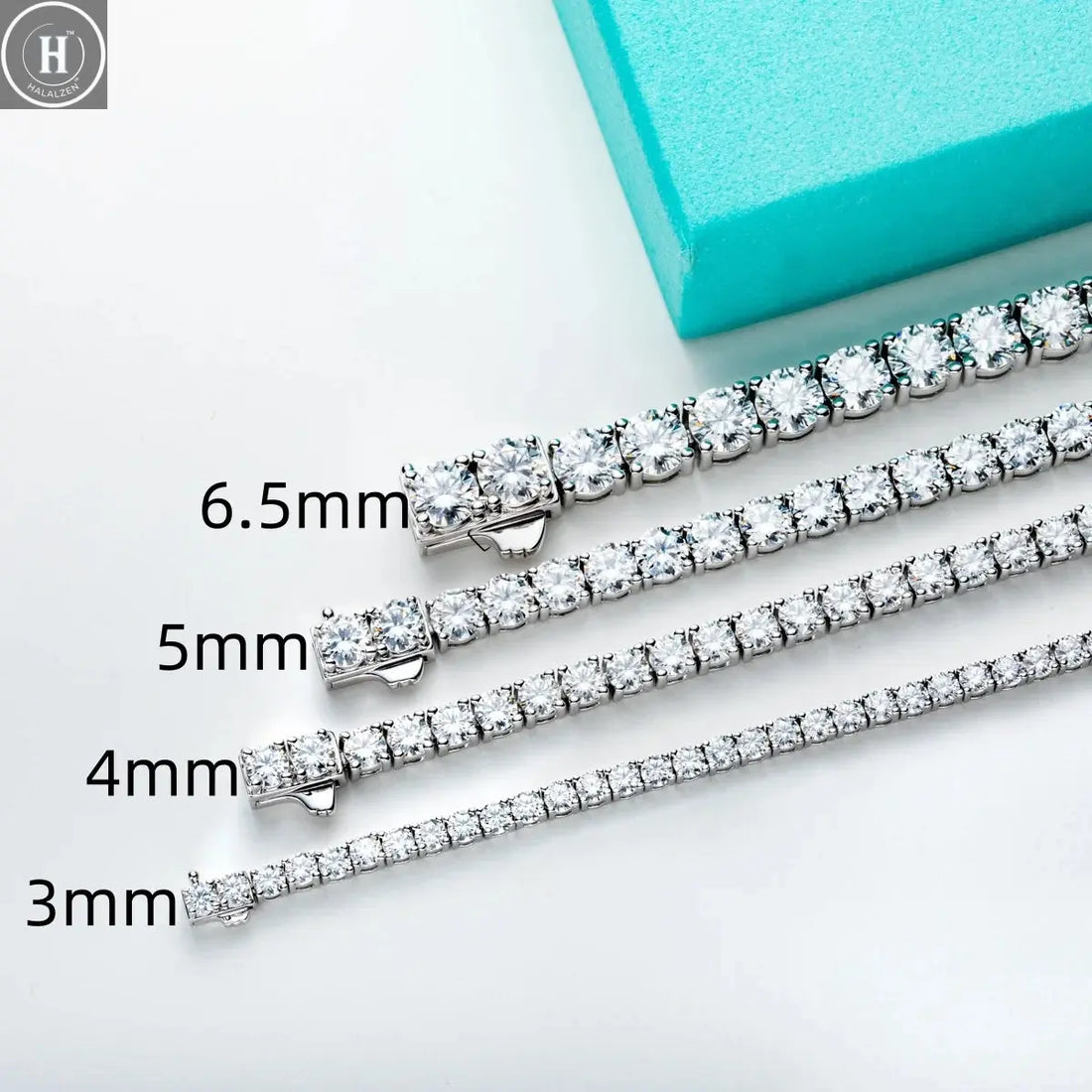 AnuJewel 3mm/4mm/5mm/6.5mm D Color Moissanite Diamond Tennis Bracelet 925 Sterling Silver Wedding Bracelets for Woman&Men HALALZEN