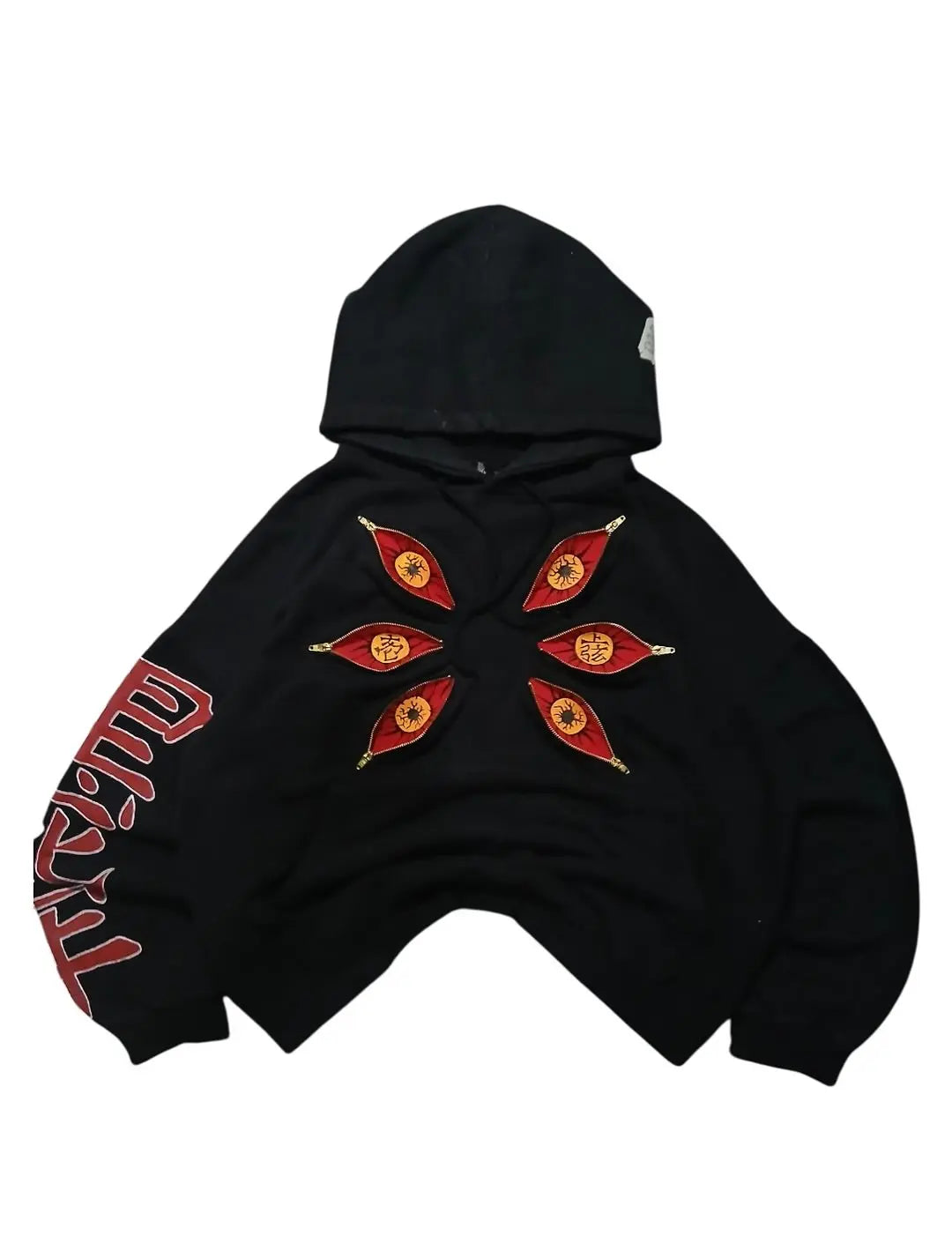 Devil Eye Ripped Embroidered Retro Hoodies Oversized Punk Gothic Casual Hoodie Sweatshirt Harajuku Streetwear Y2k Women Clothing