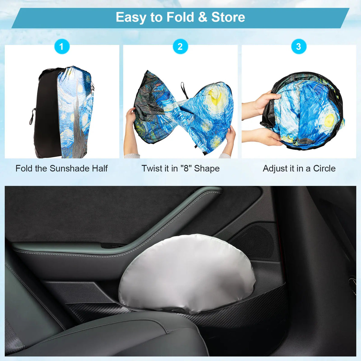 Starry Sky Car Windshield Sun Shade Cover Visor Front Window SunShade Sunscreen UV Protection For Tesla Model 3 S X Y All Models