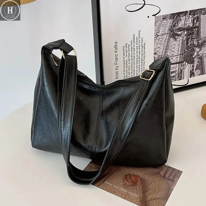 Vintage PU Leather Commuter Fashion Casual Tote Bag Maillard Stylish Crossbody Bags for Women Texture Large Capacity Temperament HALALZEN