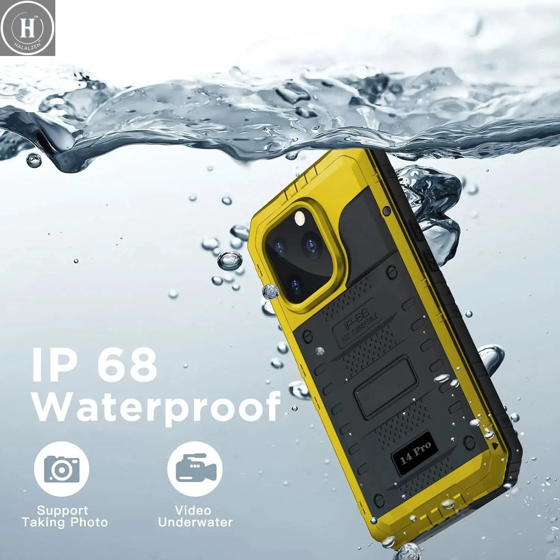 For iPhone 15 14 13 12 11 Pro Max XS XR 8 7 Plus SE3 IP68 Waterproof Rugged Metal Armor Case Shockproof Cover Screen Protector Halalzen UK