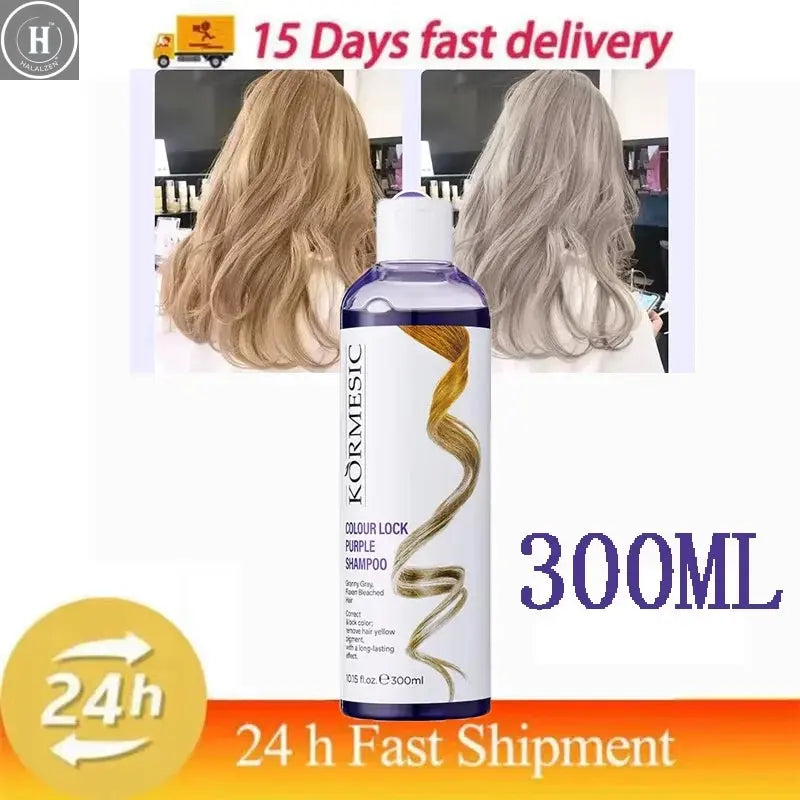 300Ml Color Fixing Purple Shampoo Lock Color Cover Gray Hair Fade Yellow After Bleach Hair Dye Long Lasting Non-irritating Care HALALZEN
