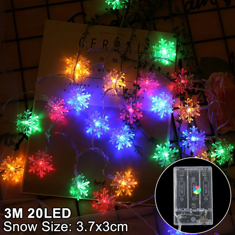 Snowflake LED Light Christmas Decorations For Home Hanging Garland Christmas Tree Decor Ornament 2024 Navidad Xmas Gift New Year