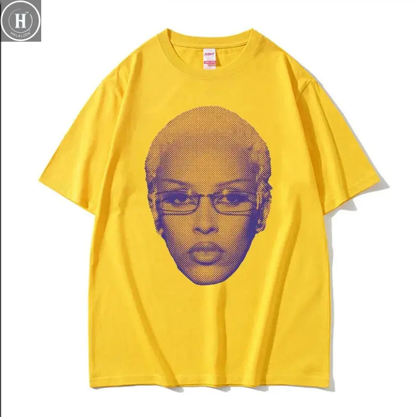 Retro Rapper Doja Cat Face Graphic Tee Shirt Men Women 90s Fashion Classic T Shirts Male Casual High Quality Cotton T-shirt Tops HALALZEN