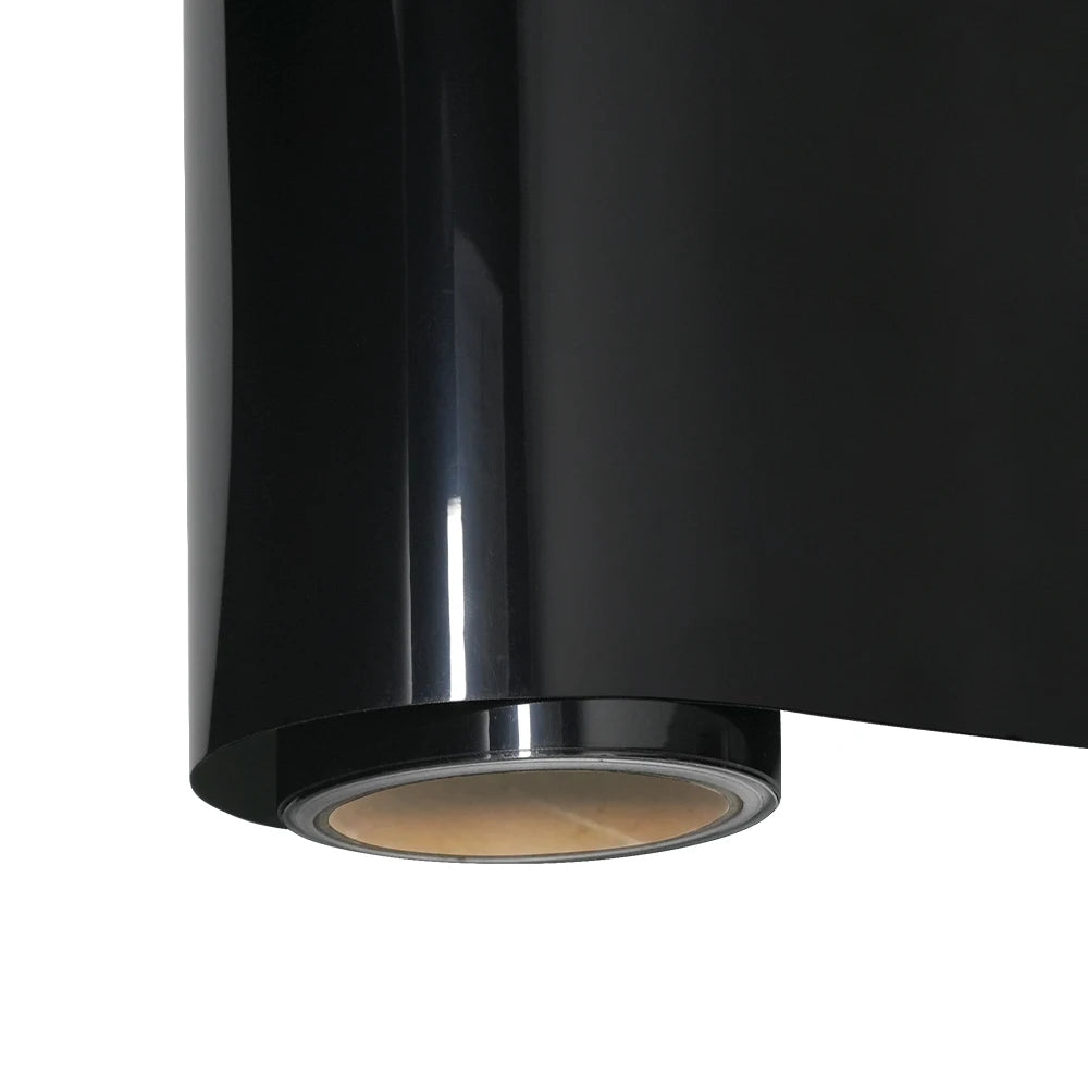 Glossy Black Self-adhesive Vinyl Sticker PET Circular Film Auto Decal Air Bubble Free Car Body Styling Decoration Accessories