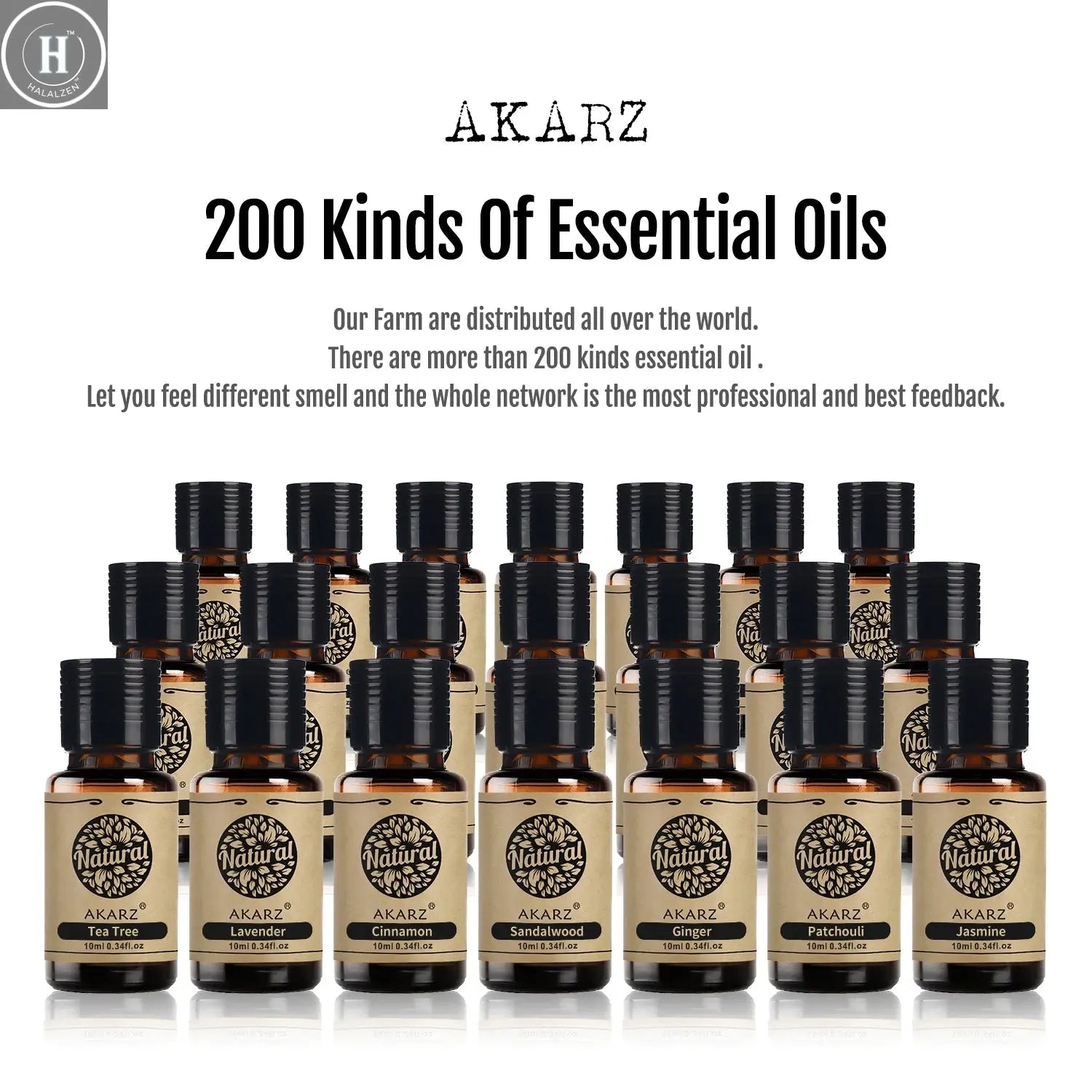 AKARZ Hots Series Essential Oils Gift Set Musk, Sandalwood, Lavender, Jasmine, Rose Aromatherapy Oils for Diffuser,10mL Bottles HALALZEN