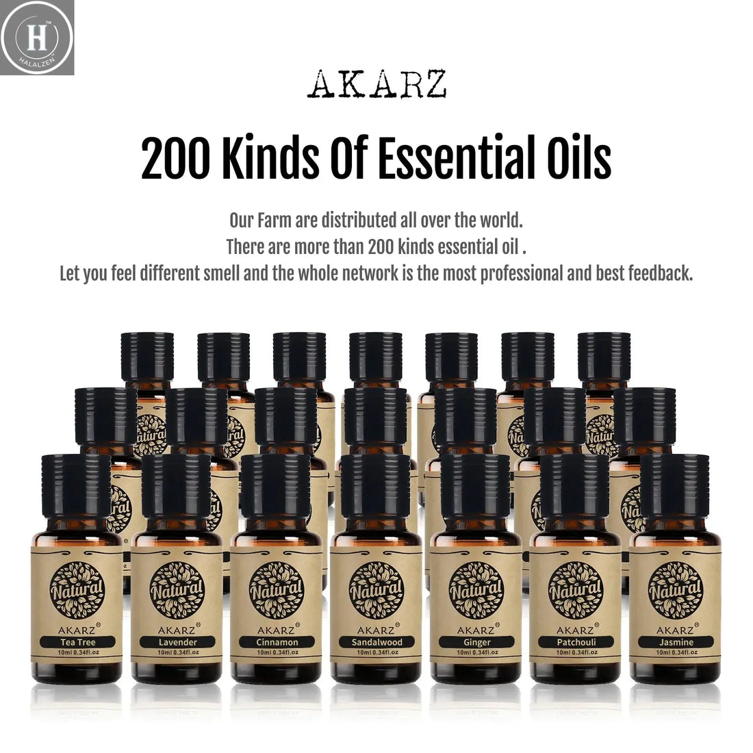 AKARZ Hots Series Essential Oils Gift Set Musk, Sandalwood, Lavender, Jasmine, Rose Aromatherapy Oils for Diffuser,10mL Bottles HALALZEN