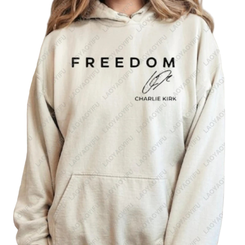 Charlie Kirk Freedom Drop Shoulder Sweatshirt Freedom Graphic Hoodies Men Woman Charlie Kirk Turning Point Pullovers Hoodie