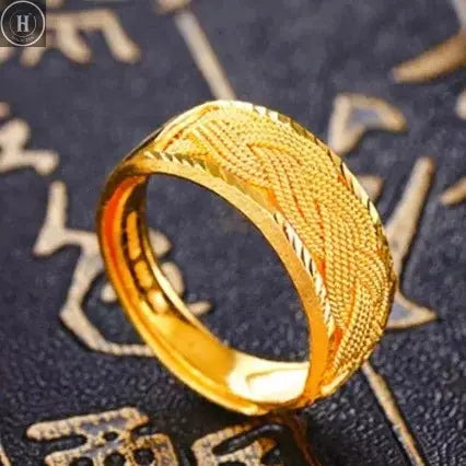 Women's 24K Gold (AU999) Twist Adjustable Wealth Ring | Openwork twist pattern, micro-diamond glow with magnetic adjuster HALALZEN