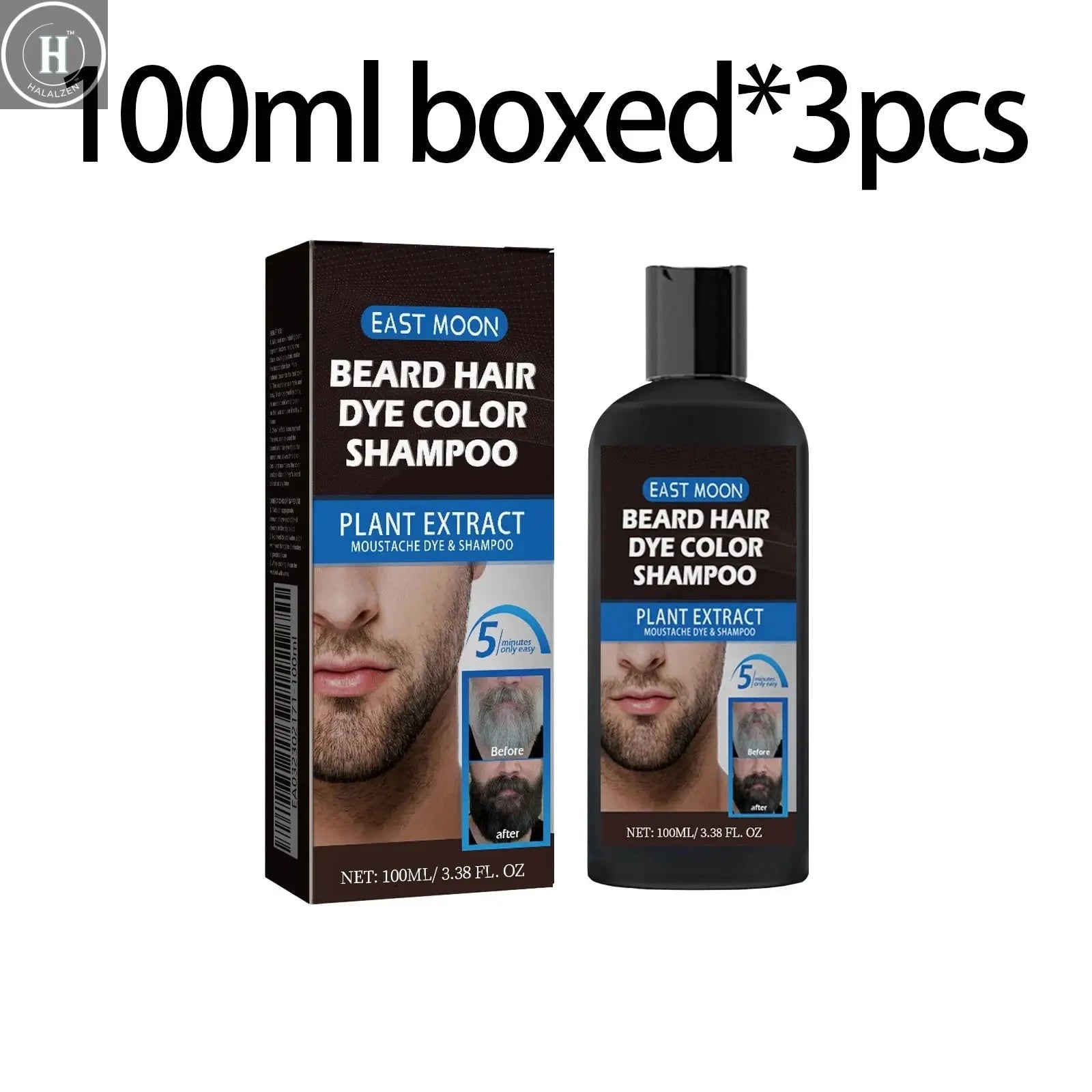 100ml Herbal Extract Fast Permanent Black Dye Grey Hair Shampoo Natural Black Beard Dye Shampoo For Men Hair Color Dye Cream HALALZEN