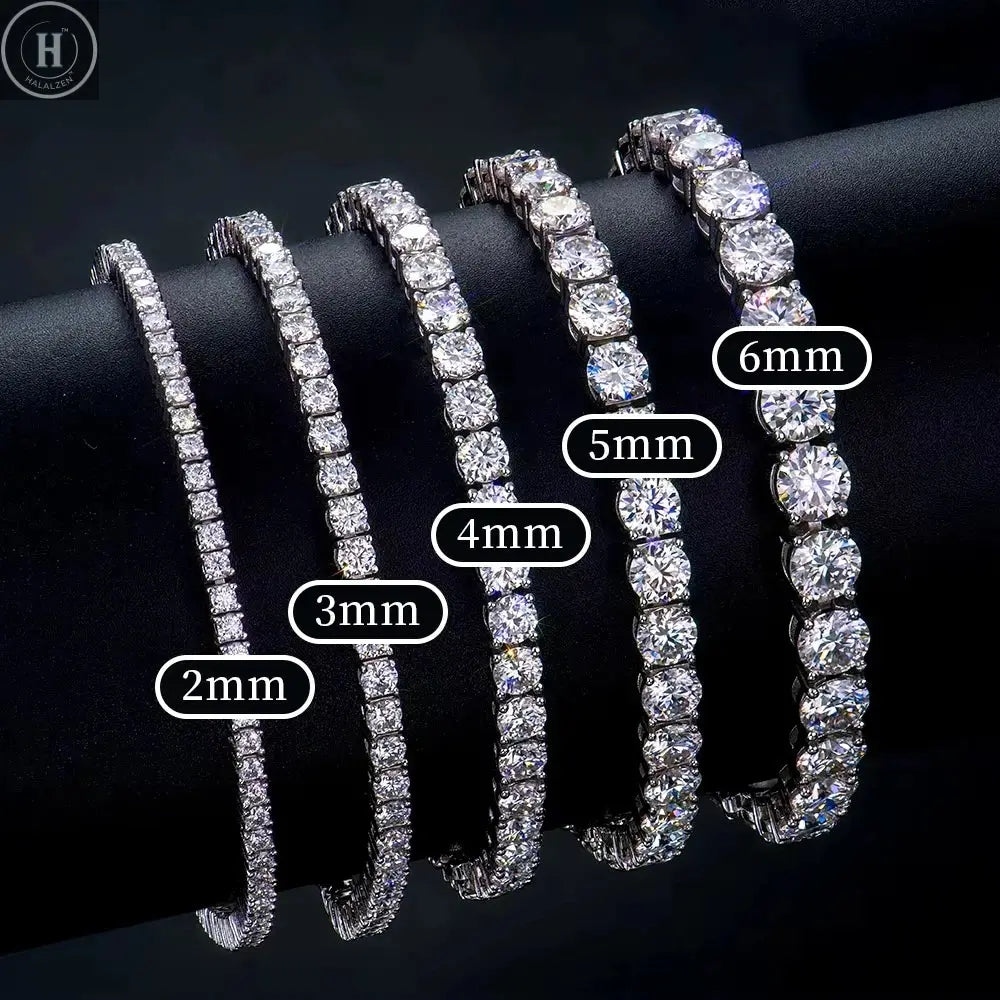 S925 Sterling Silver High Quality Fashionable  D Color VVS1 Full Moissanite Tennis Bracelet for Women Wedding Engagement Jewelry HALALZEN