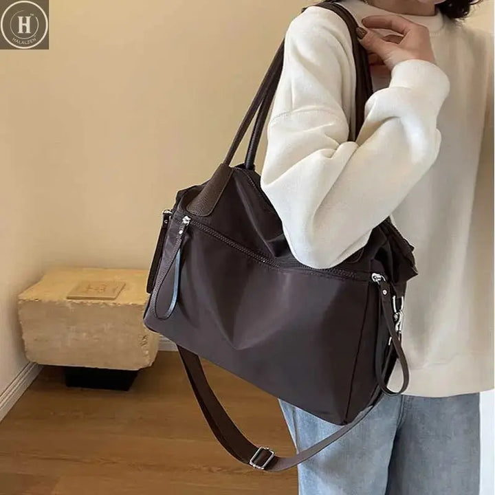 Vintage Nylon Women Shoulder Bag Large Capacity Waterproof Shoulder Bag Daily Commuting Handbag Travel Totes Bags Female Purses HALALZEN