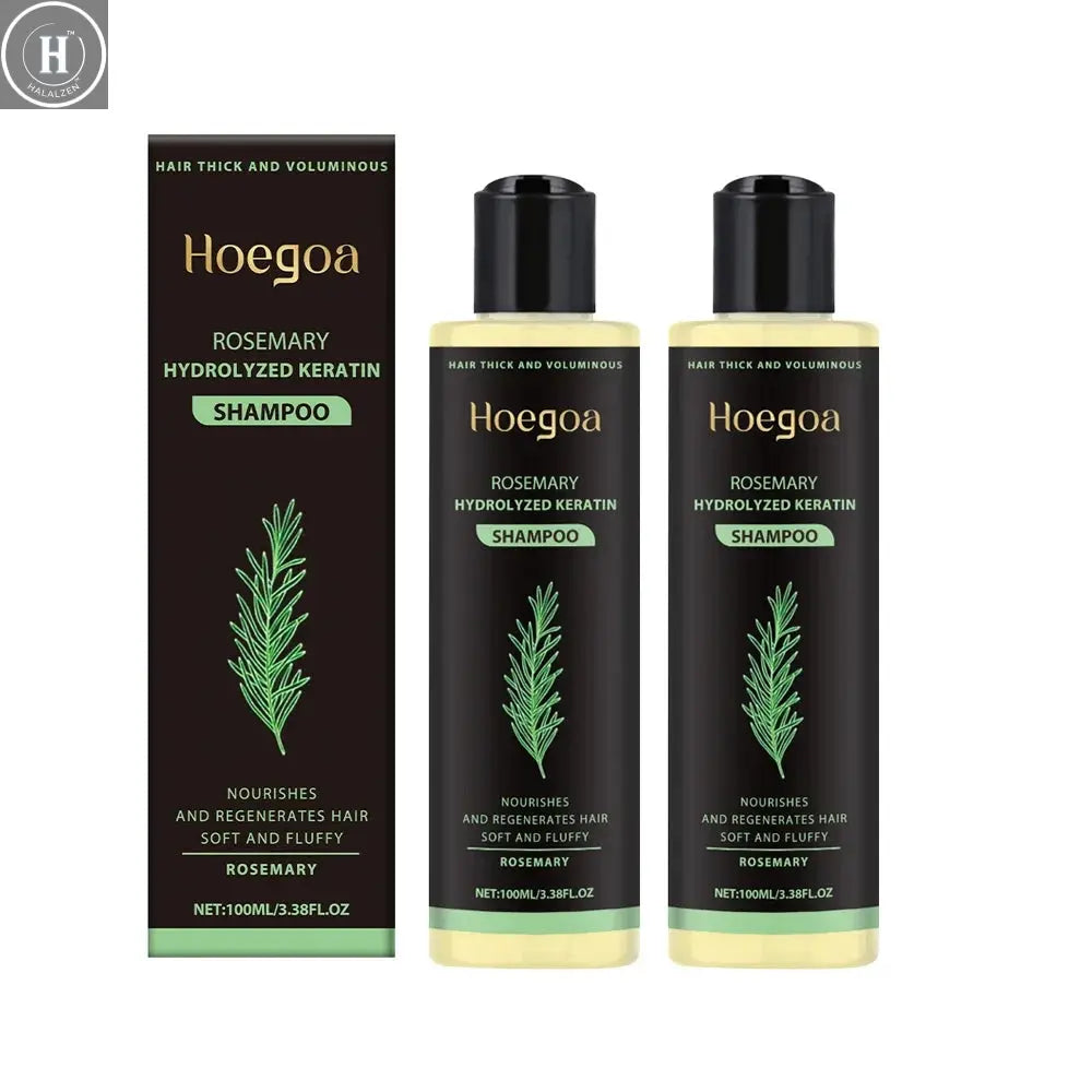 3pcs Rosemary Hair Growth Shampoo Thickening Hydrolyzed Keratin Dry Frizzy Damaged Repair Moisturizing Scalp Cleaning Shampoo HALALZEN