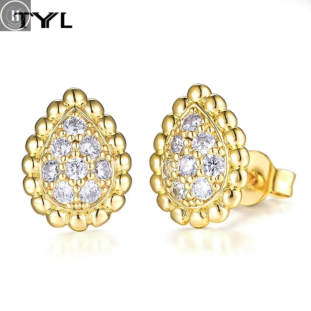 TYYL High Quality Classic 3 Water Drop Luxury Ear clip Drop Earrings Stud Party Wedding Long Earring Zircon Jewelry For Women HALALZEN