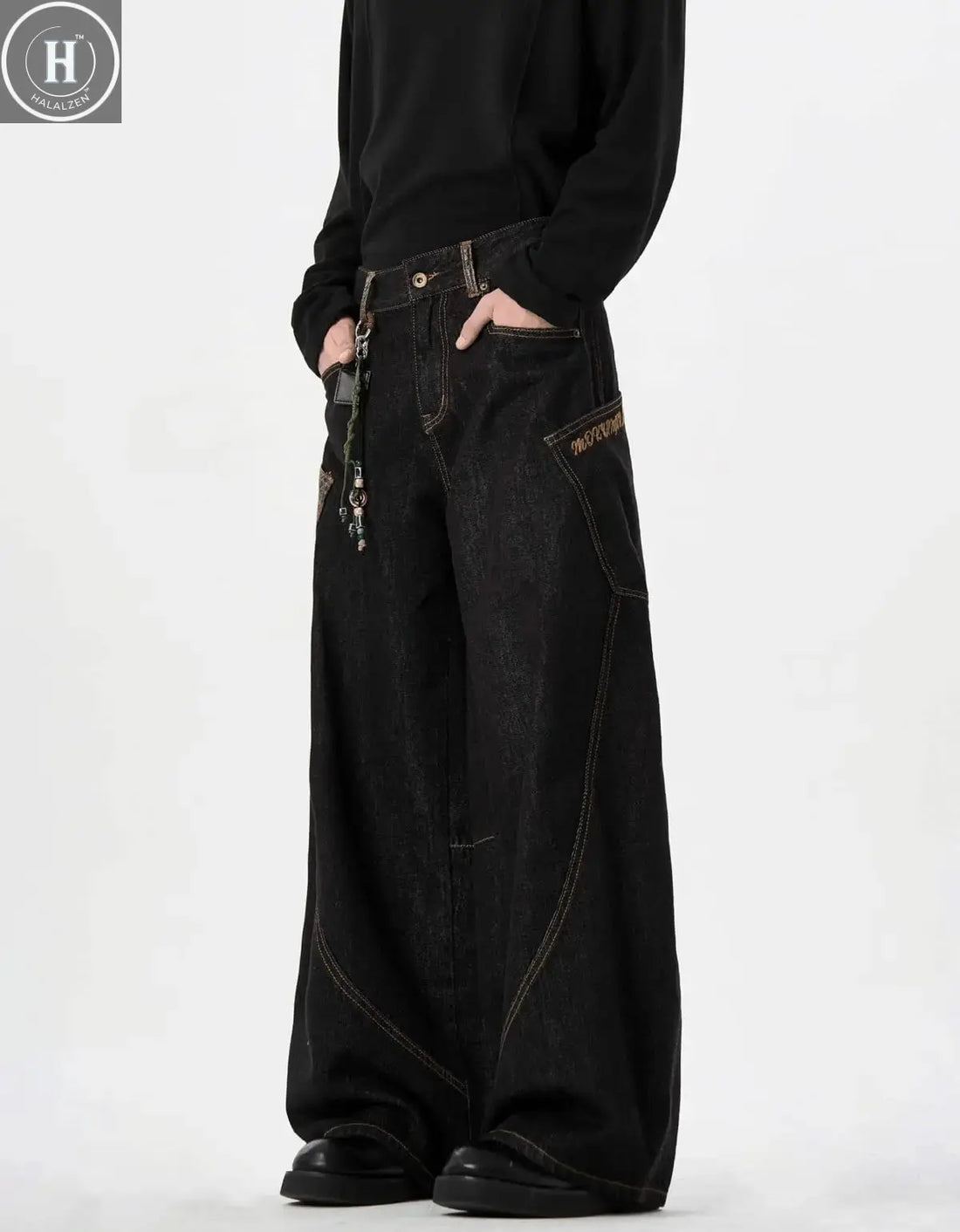 Y2k Baggy Jeans for Men Women Wide Leg Skater Grunge Pants Loose Fit Barrel Jeans Hip Hop Denim Pants Streetwear Halalzen UK