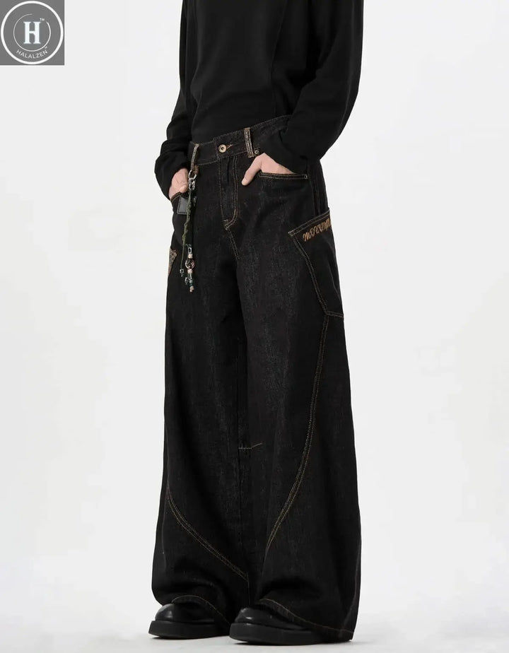 Y2k Baggy Jeans for Men Women Wide Leg Skater Grunge Pants Loose Fit Barrel Jeans Hip Hop Denim Pants Streetwear Halalzen UK