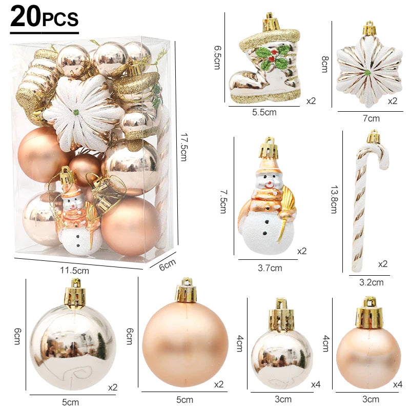 29/20Pcs Christmas Tree Balls Hanging Pendant Candy Cane Pine Cone Ornament Set Christmas Home Decoration 2024 Navidad New Year