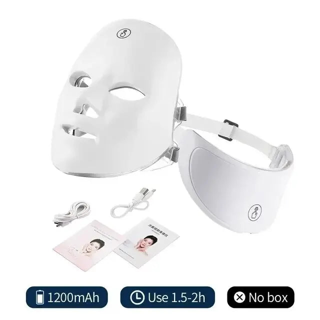 7-Color LED Facial &amp; Neck Light Therapy Mask