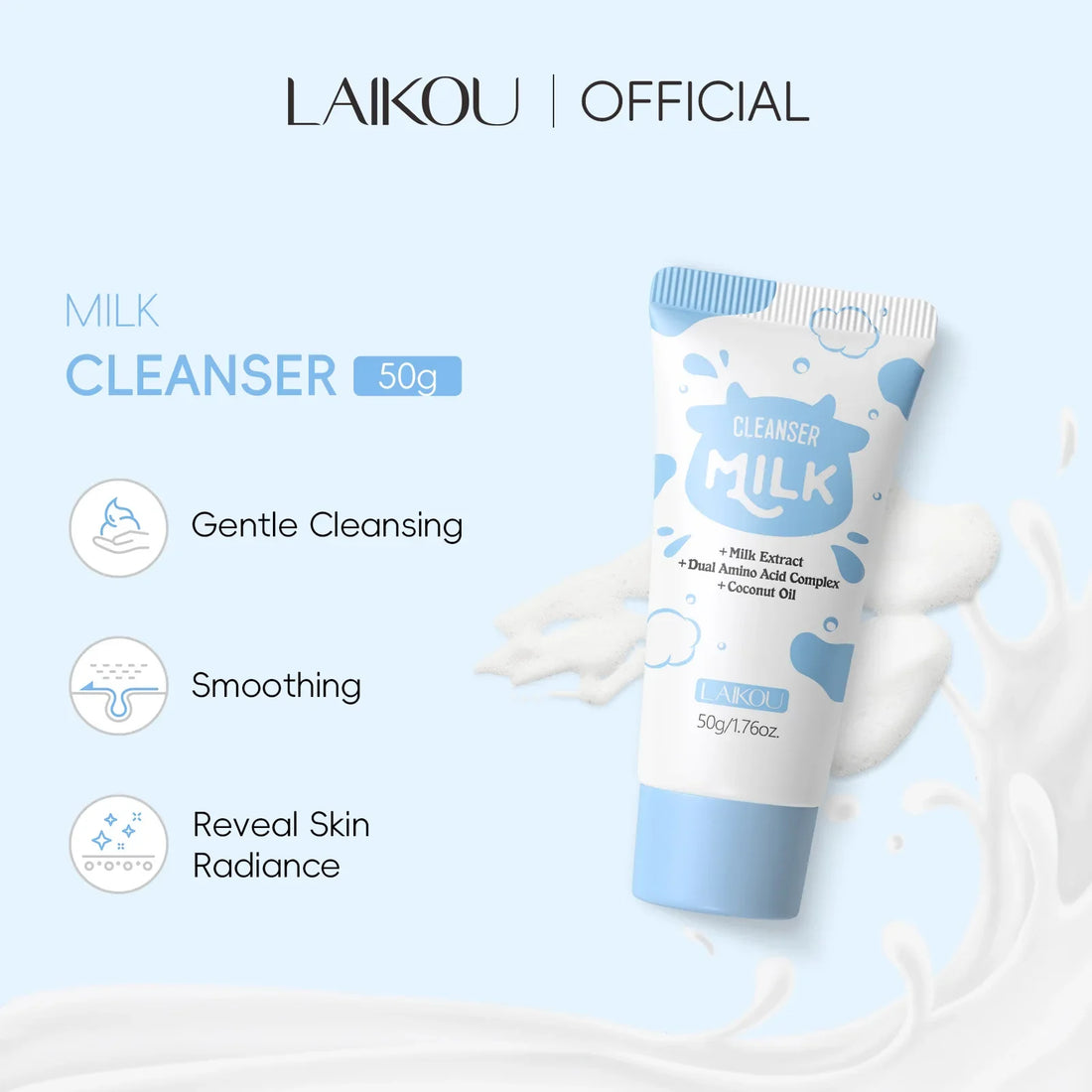 LAIKOU Milk Skincare Set Softening Serum Moisturizing Cream Gentle Cleanser Brightening Hydration Travel Kit For Valentine‘s Day