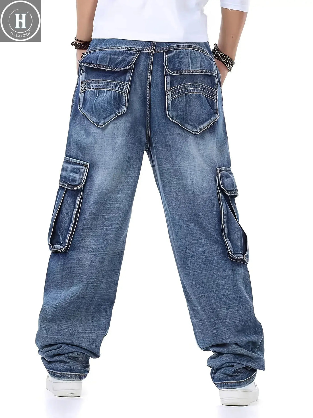 Trendy Plus-Size Denim Pants for Young Men, Loose Fit, Extra Large Pockets, Men's Jeans Halalzen UK