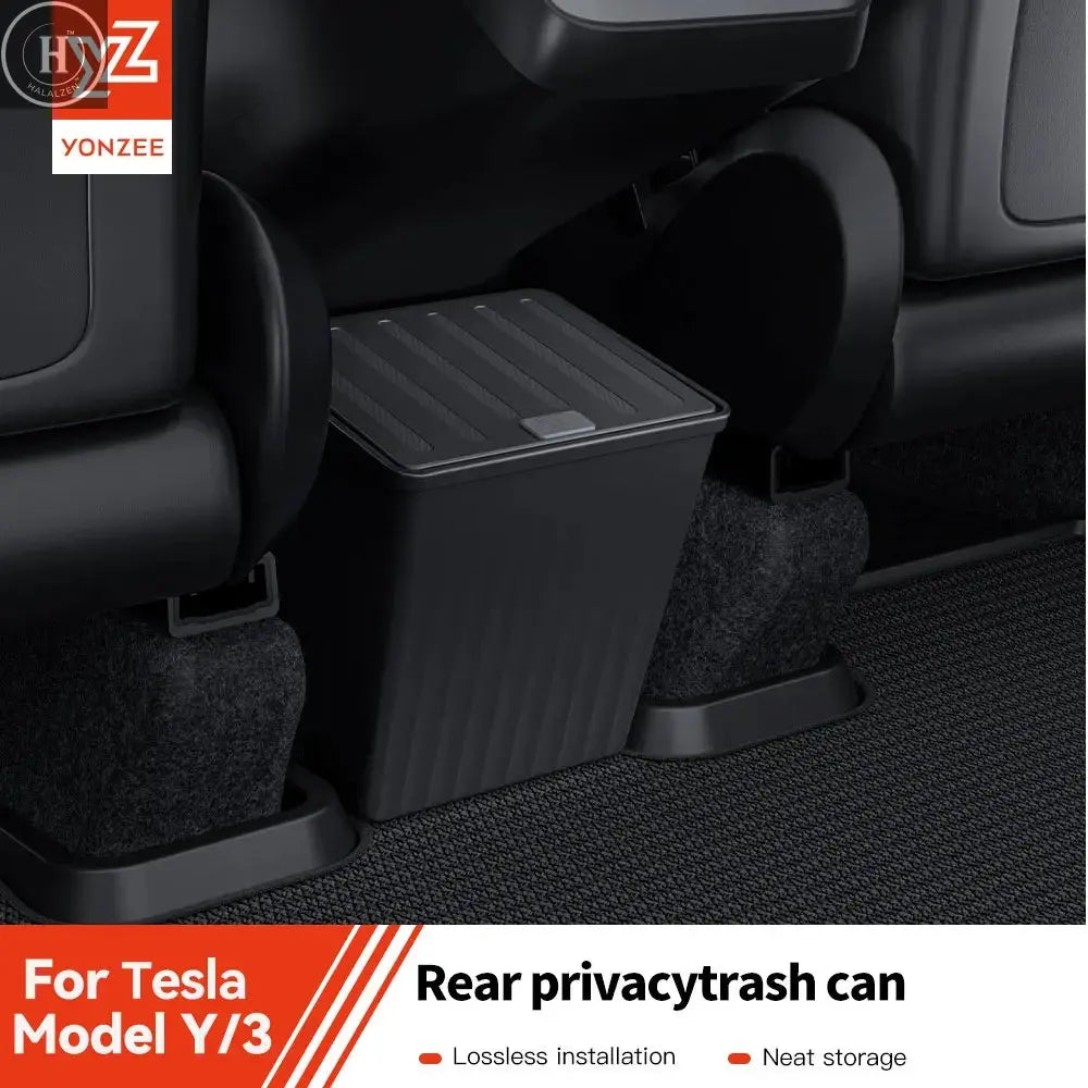 YZ For Tesla Model 3 Y Juniper Highland Rear Seat Storage Box Organizer Car Center Console Bins Backseat Trash Can Garbage Bag HALALZEN