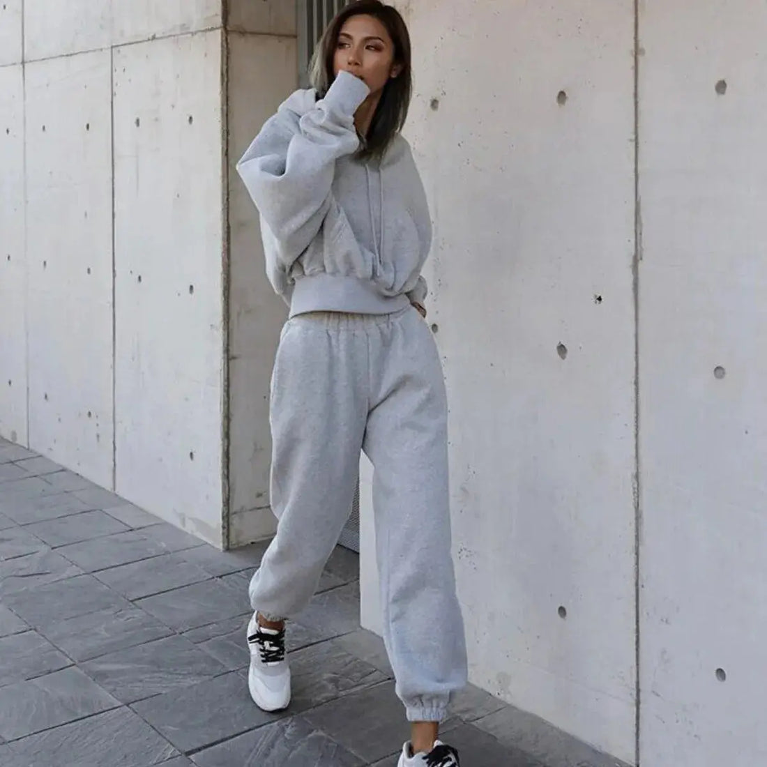 Sport Thick Winter Women Tracksuit Pink Fleece Sweatpants and Sweatshirts Suit for Women Pants And Top Set 2 Piese Set Halalzen UK