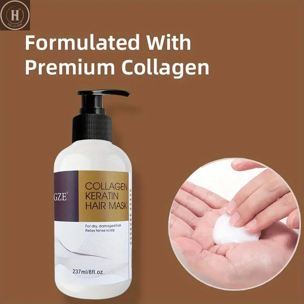 2 Pack GZE Collagen Keratin Hair Mask Deep Conditioning for Dry, Damaged Hair Restores Elasticity- for Healthy, Beautiful Hair HALALZEN