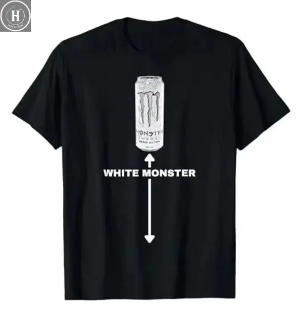 2026 White New Monster Fun Printed Meme T-shirt for Men 100% cotton T-shirt Short-sleeved T-shirt Retro Fashion top HALALZEN