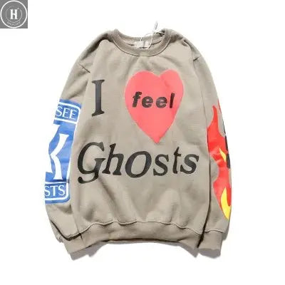 Kanye West Hoodies Jacket Men Graffiti Lucky Me I See Ghosts Sweatshirt Harajuku Fleece Street HipHop Pullover Bone Loose Hoodie HALALZEN