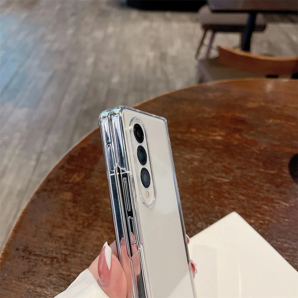 Acrylic Transparent Phone Case For Samsung Galaxy Z Fold 6 5 4 3 Fold5 ZFold5 Fold6 Fold3 Shockproof Protective Hard Back Cover