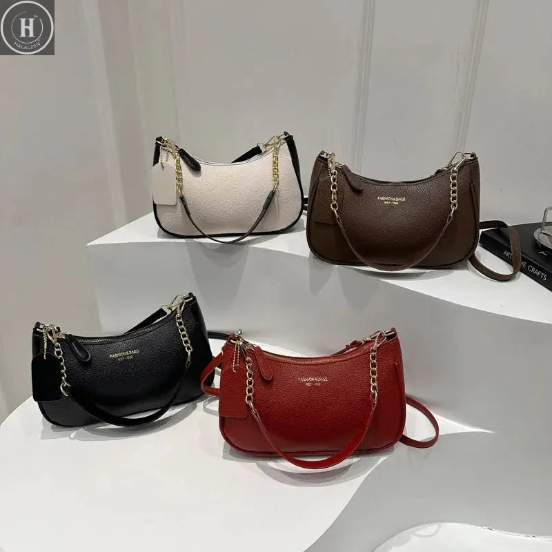 Cherry Pendant Crossbody Bag for Women PU Leather Crescent Bag Adjustable Strap Underarm Bag Closure Handbag for Work Travel HALALZEN