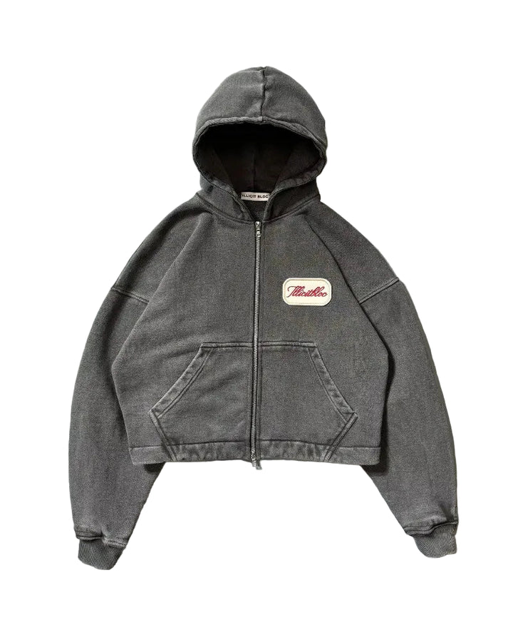 Fashion Trend New Solid Color Letter Patch Hooded Zipper Sweater Men Y2K Hip Hop Vintage Harajuku Joker Couple Sports Hoodie