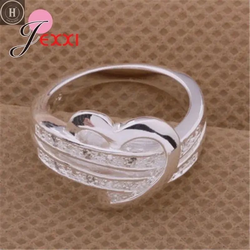 Engagement Ring Heart Shape Double Rows Design Original 925 Sterling Silver Rings For Women Best Gift For Girlfriend Fashion HALALZEN
