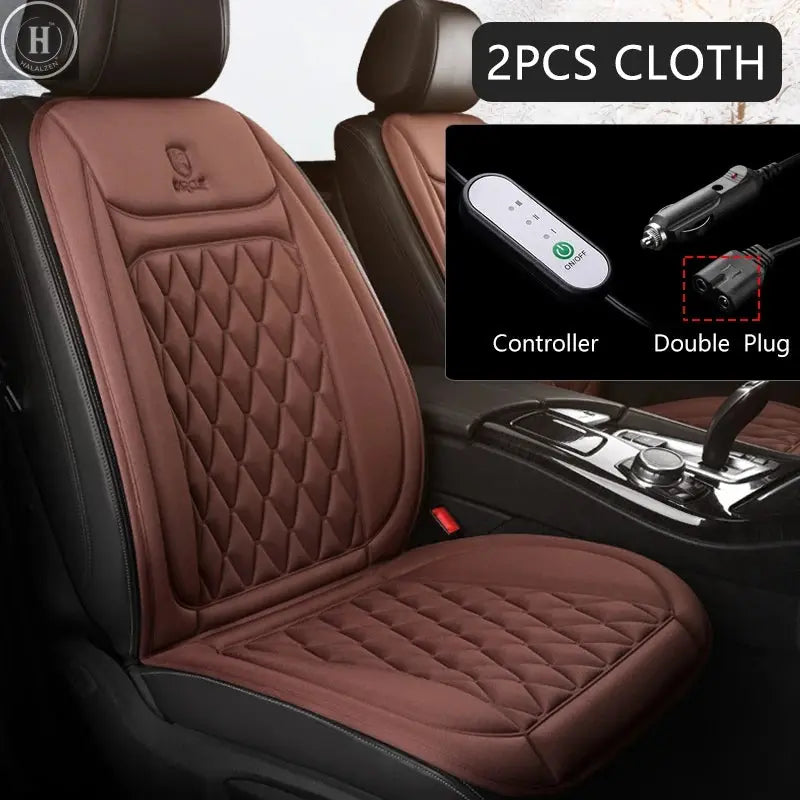 12V Heated Car Seat Cushion Cloth/Flannel Car Seat Heater Winter Warmer Seat Heating Car Accessories Heating Pads Set Universal HALALZEN