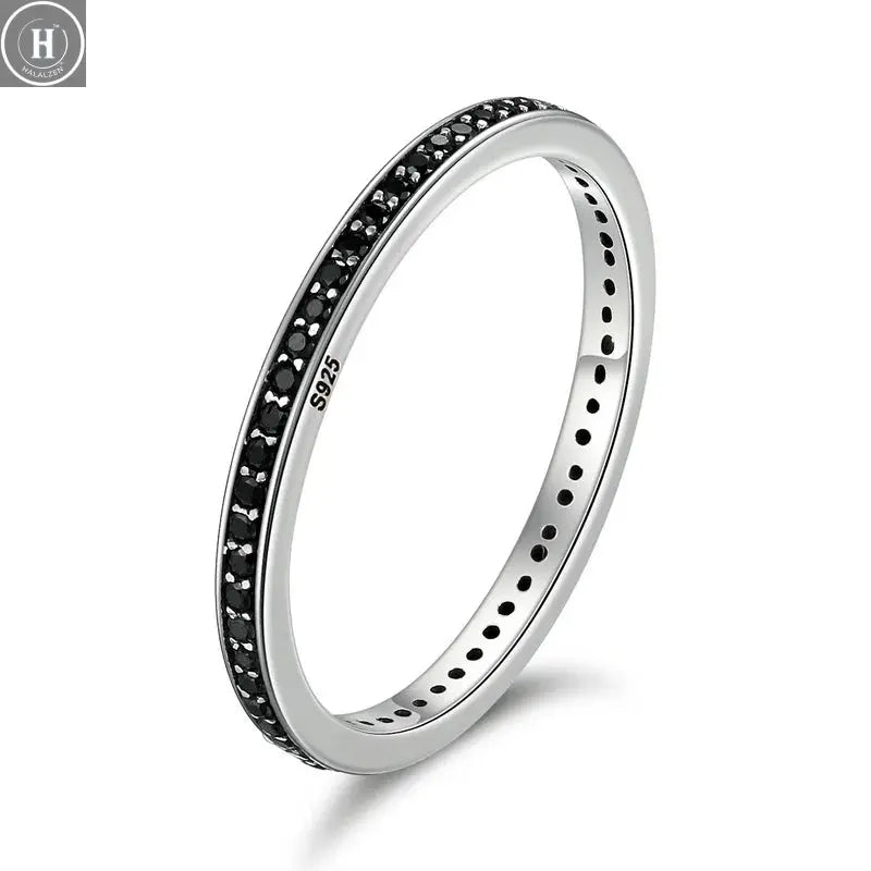 WOSTU European 925 Sterling Silver Simple Rings For Women Wedding Engagement Heart Rings With Zircon Original Female Jewelry HALALZEN